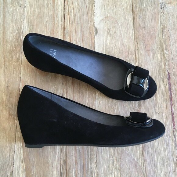STUART WEITZMAN Beaudelair Black Suede Hidden Wedge Heel Shoes US Size 9M - Picture 1 of 7